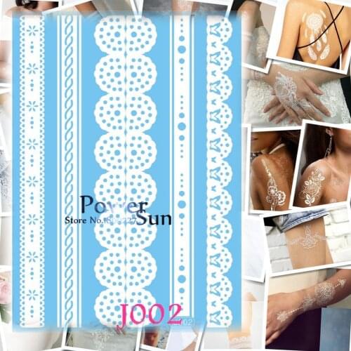 Sexy Lace Chain Design Flash Tattoo Body Art White Henna Temporary Tattoo Sticker 20x15CM Waterproof Tatoo Lady Arm Leg Jewelry