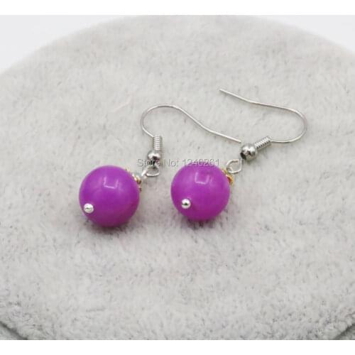 6-14mm HOT Purple Violet Alexandrite Earrings Beads Drop Earrings Jewelry Party Wedding Gifts Wholesale Hand Made Lucky Stone