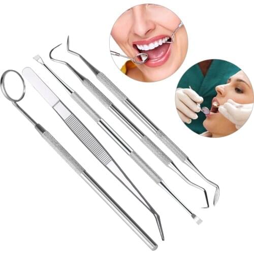 Tartar Scraper Pick Dental Teeth Cleaning Dentistry Double-Ended Design Stainless Steel Household Odontologia With Dental Mirror