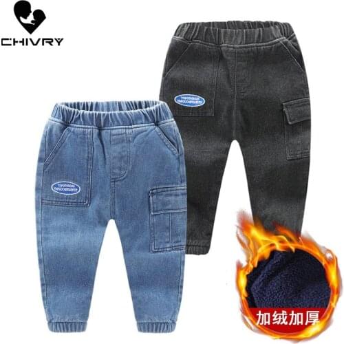 New 2020 Kids Fashion Jeans Trousers Pants Boys Letter Print Denim Pants Baby Boys Jeans Autumn Winter Jeans Long Pants Clothing