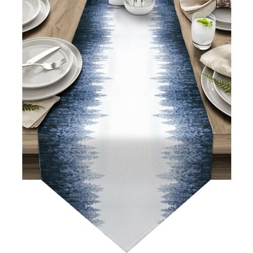 Pine Forest Snowflakes Table Runners Wedding Decoration Table Cover Christmas Decorations for Home Table Cloth