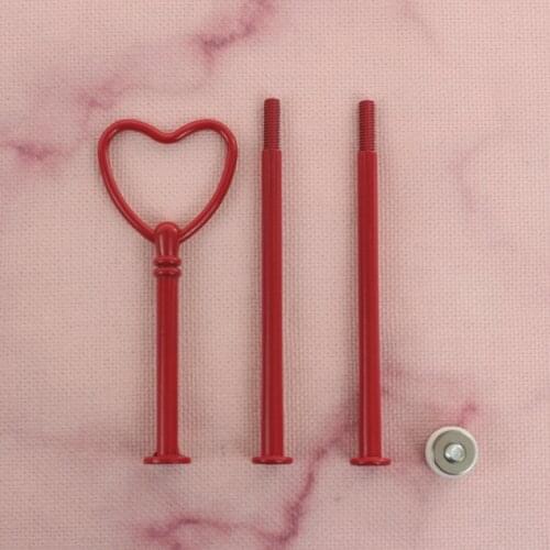 Mix colour 100pcs heart style Hot Colors Fitting Accessory Handle 100 set Red Heart Plate Centre 3-tier Cake Stand Rod