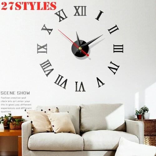 Home Modern Decoration Home Decor Wall Clocks Acrylic Mirror Acrylic Art Sticker 3D DIY Wall Clock