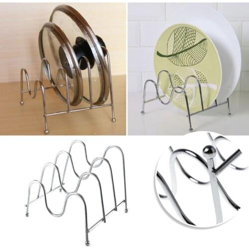 K5DC Three-Layer Metal Pot Lid Rack Cutting Board Shelf Dish Holder Kitchen Organizer