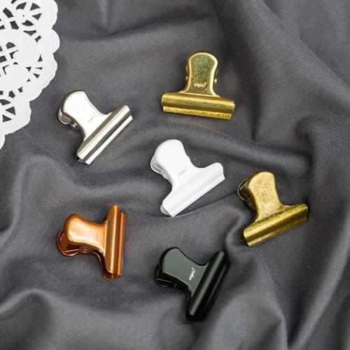 Vintage Document Binder Clip Round Metal Planner Clips Retro Color Clamp Office Decorative Supplies School Stationery