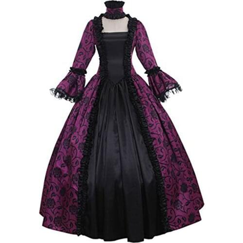Costumebuy Medieval Palace Princess Gown Dress Vintage Evening Dress Women Long Dresses Party Halloween Cosplay Costume S-3XL