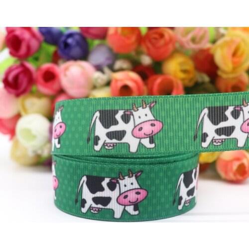 15112855, new arrival 7/8'' 22mm 50 yards cow printed grosgrain ribbons cartoon ribbon hair accessories