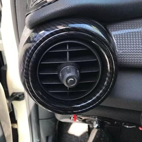 2PCS LHD Carbon Fiber Circular Air Vent Decorative Cover for Mini Cooper F55 F56 F57 Hatchback One S Convertible