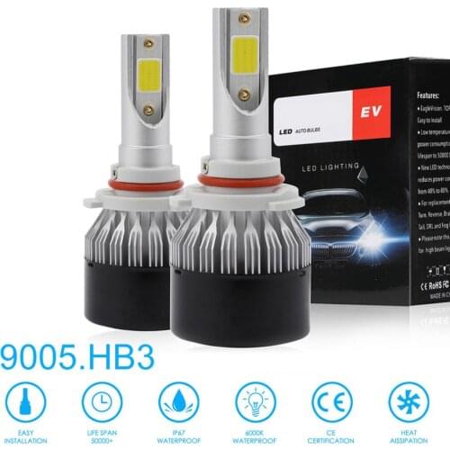 2pcs Waterpoof 9005 / HB3 EV9 8000LM 72W 6000K LED Car Headlight Kit Automobile Fog Lamp Hi or Lo Light Bulbs