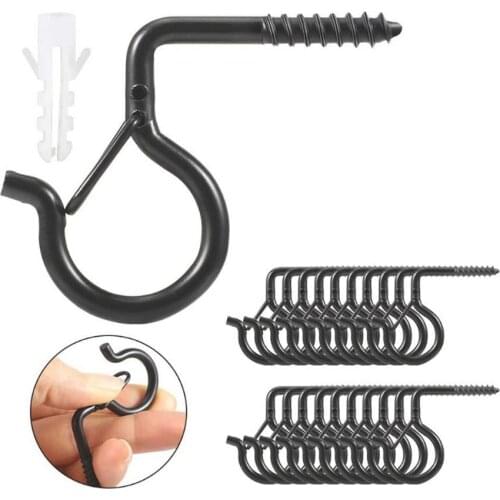 20 Pack Q-Hanger Hooks with Safety Buckle Wall Cabinet Ceiling Hooks for Christmas Light String Lights Plants Wind Chimes Light