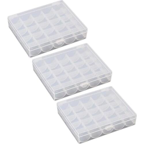 3pcs Empty Bobbins Case Organizer 25 Grids Sewing Machine Bobbin Clear Box Storage Container Craft Storage Box Drawer