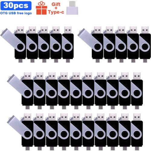 30pcs/lot Custom Logo OTG Cle USB Flash Drive 64gb 32gb 8gb 16gb 4gb USB 2.0 Pendrive USB Stick Flash Drive for Android phone