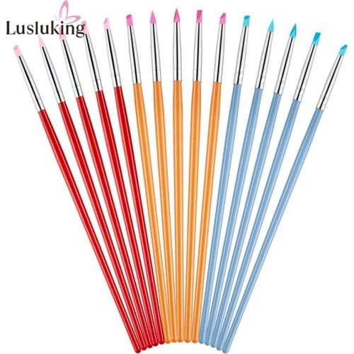 5Pcs Nail Art Pen Brush Soft Silicone Carving Craft Pottery Sculpture Emboss Shaping Hollow Building Clay Manicure Dotting Tools
