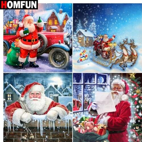 HOMFUN DIY 5D Diamond Painting "Christmas santa" Full Diamond Embroidery Sale Picture Of Rhinestones For Festival Gifts