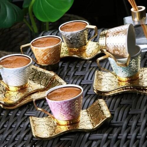 English Espresso Cups Saucers With 12 Pcs porcelain Gold Coffee Cup White Latte Glass Black Gold Coffee Tea Mug Macchiato cup
