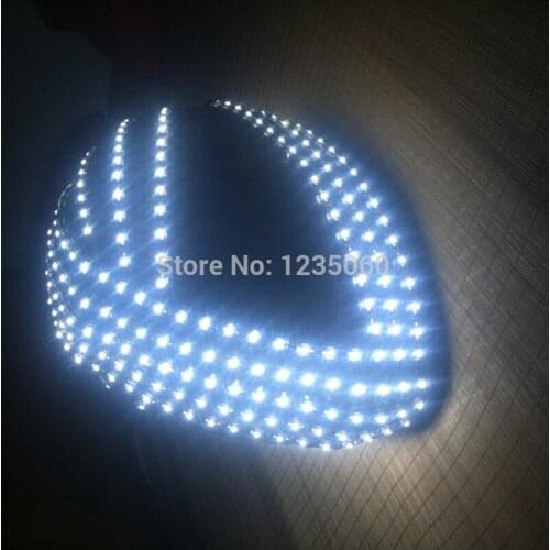 White Strobe LED Helmet, LED Luminous Costumes ,Robot Laser Dance Performances