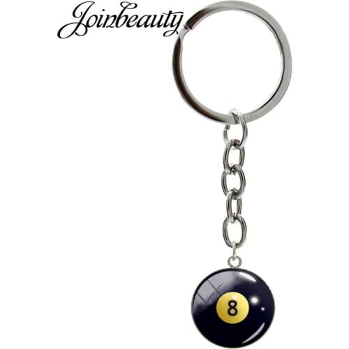 JOINBEAUTY Number 8 Billiard Ball Image Key Chains Eight Ball Billiards Keychain Fashion Casual Sports Jewelry Fans Gifts B1156