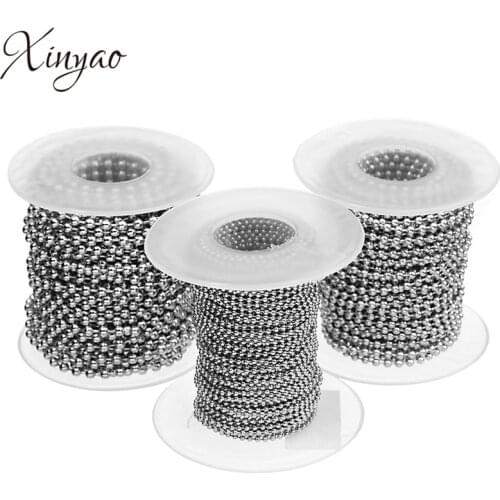 XINYAO 10yard/roll Width 1.5/2/2.4/3mm Stainless Steel Ball Beaded Bulk Chain for DIY Necklace Jewelry Making Findings Supplier