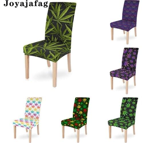 Universal Size Chair Cover Weed Leaves Print Washable Elastic Seat Protector Covers For Banquet Kitchen Decorative Drop Shipping