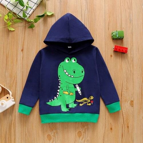 Kids Boys Hoodie Sweatshirt Infants Dinosaur Excavator Pattern Printed Long Sleeve Crew Neck Pullover