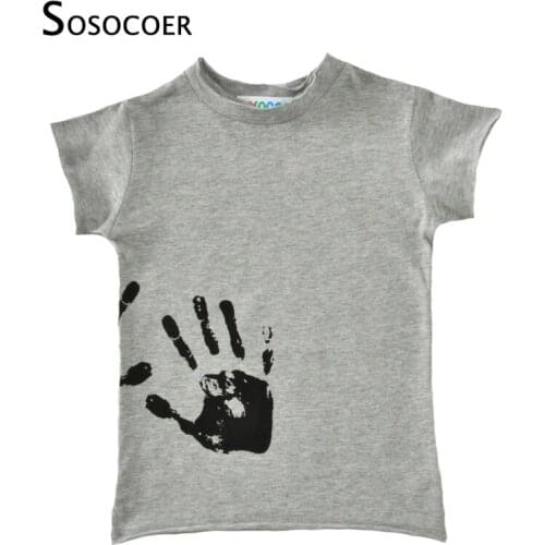 SOSOCOER Boys T-shirts Hand Print Girls Tees Shirts Clothes For Toddlers Baby Tops 2017 Summer Style Short Sleeve Kids T Shirts