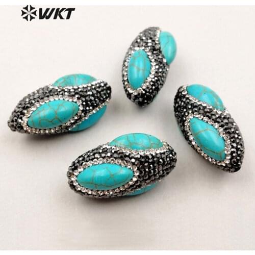 JF206 Popular Rhinestone Beads With Natural Howlite Decoration Jewelry Accessory Pave Beads For Women Jewelry Design Beads