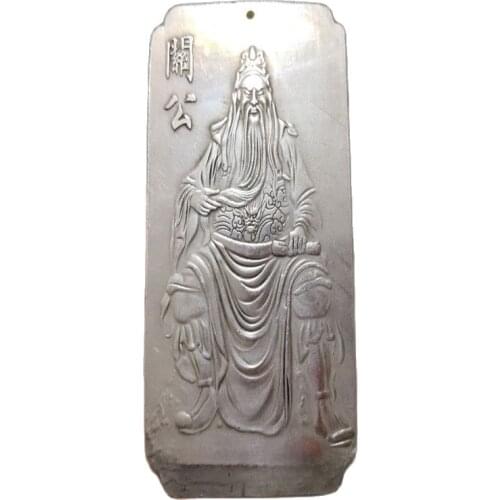 China Tibet silver Amulet Yaopai fengshui Guan Yu Pendant