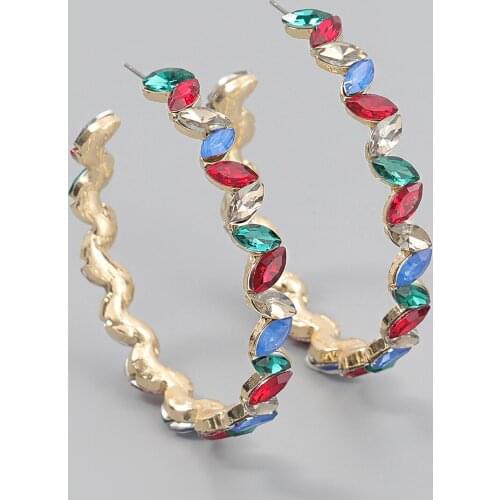 Magnifique Shiny Rhinestone Drills Hoop Earrings For Women Jewelry Fashion Ladys' Statement Earrings Accessories