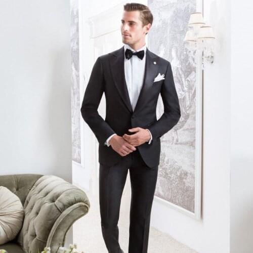 Wide Peaked Lapel Grey Men Suits Wedding Slim Fit Groomsmen Suit Blazer Groom Tuxedo Custom Made Costume Homme Ternos 2Pieces