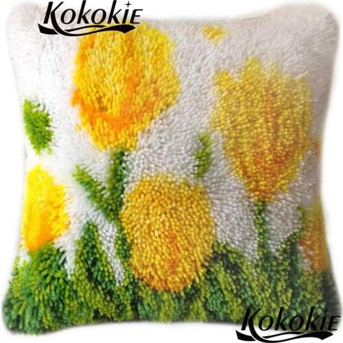 Latch hook rug pillow kits 3d mat sets tulip cushion blanket cross stitch kits embroidery yarn handicraft needlework sets