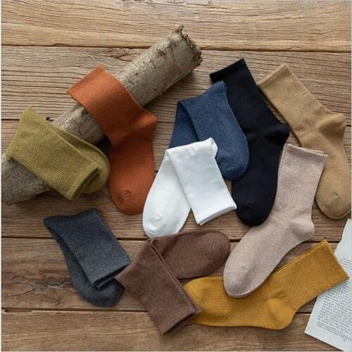 Socks Mens Spring and Summer Warm Combed Cotton Korean Style Pure Color Wild Cotton Socks High Elastic Mens Socks Long Socks