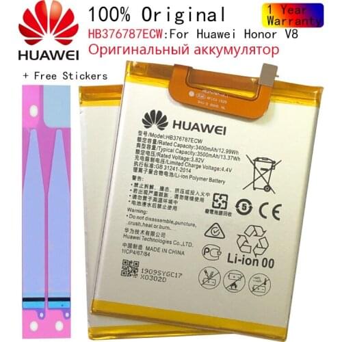 HuaWei Original New Replacement Battery For Huawei Honor V8 Battery 3400mAh Battery HB376787ECW Batterie accumulators