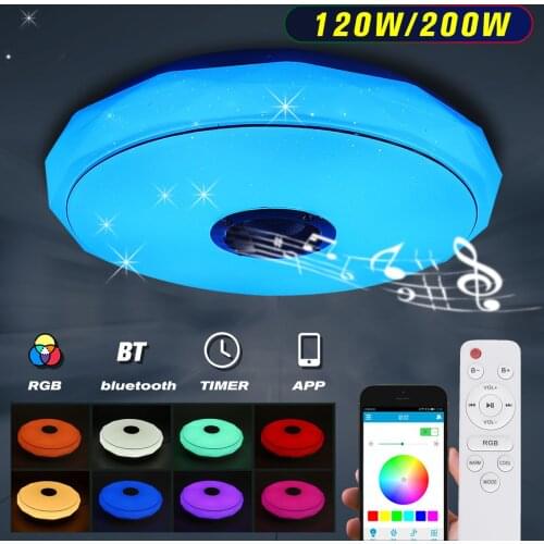 120/200W RGB LED Music Ceiling Light bluetooth Speaker Lamp Home Party Bedroom Remote Dimmable+APP Smart Colorful Light