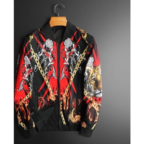 Luxury Baroque Keychain BomberJacket Royal Casual Coat Windbreaker Cloth Elegant Gold Print Bomber Jacket Men 5xl