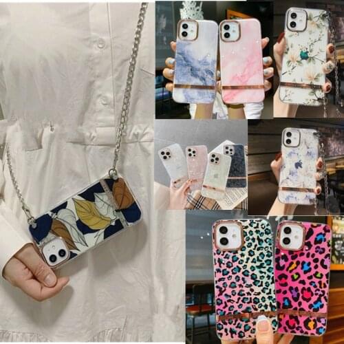 For iphone 11 pro max Luxury Leopard Marble Crossbody Chain Phone bag Case for iphone 12 pro max case XS MAX 7 8 plus X XR cover