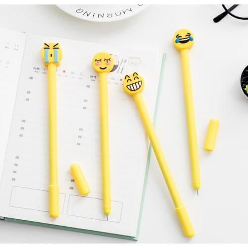 1 pcs 0.5MM Kawaii Children Gel Pen Kids Smiling Face Student Stationery Office Learning Black Ink Pen Writing Supplies