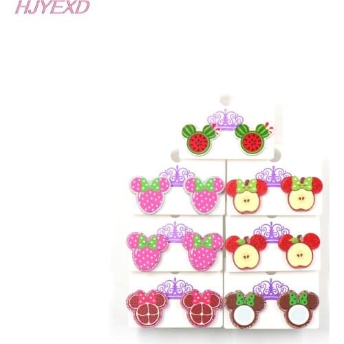 1pair) 18mm Acrylic Furit Stud Earrings Strawberry Apple Mouse Head Earrings Glitter Acrylic Earrings