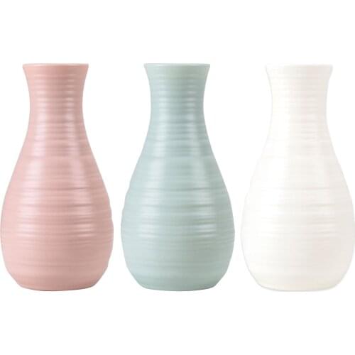 Nordic Small Fresh Style Vase Modern Minimalist Plastic Vase Creative Living Room Decoration Ornaments Home Imitation Glaze Vase