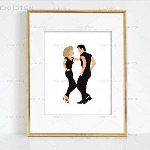 Grease Olivia Newton John and John Travolta Canvas Prints The Movie Grease Sing a Long Vintage Poster Painting Home Wall Decor