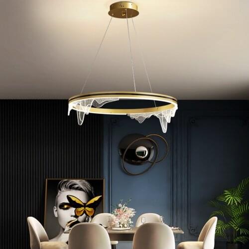 Modern LED Pendant Lights Bedroom Living room Hanging Lamp Black/gold Aluminum Painted Interior Lighting Fixtures AC110-240V