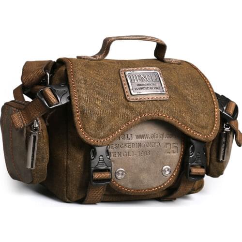 Retro Men Shoulder Cool Camera Bags Leisure Resistant Canvas Cross Messenger Bag Outdoor Wear Resistance Casual Crossbody Bags