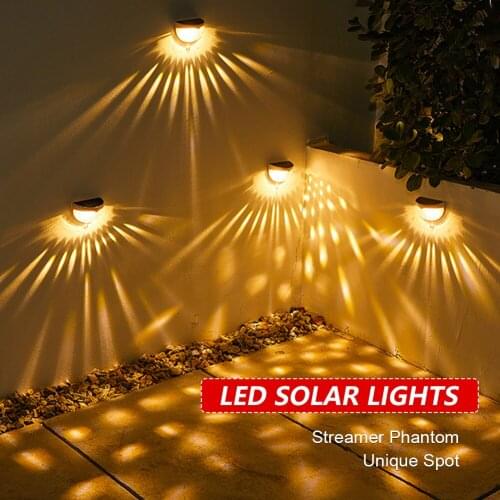 LED Solar Lights Outdoor Garden Yard Fence Decors Waterproof Semicircle Sensor Wall Lamp Energy Saving Street Night Light