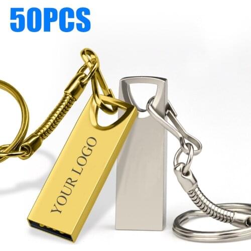 Wholesale Metal USB Flash Drive 32GB 64GB 128GB Memory Stick 1GB 2GB 4GB 8GB cle usb flash pendrive Free Custom USB Stick Gift