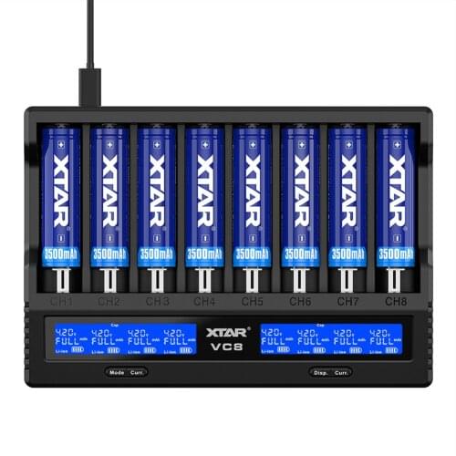 VC4S VC2S PB2S VC8 USB 18650 20700 21700 32650 20700 CR123A Li-Ion Ni-MH Battery LCD Charger 2-Bay 4-Bay