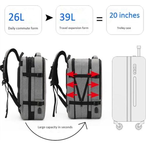 Business waterproof backpack scalable laptop tablet storage bag USB port computer bags travel handbag college student schoolbag
