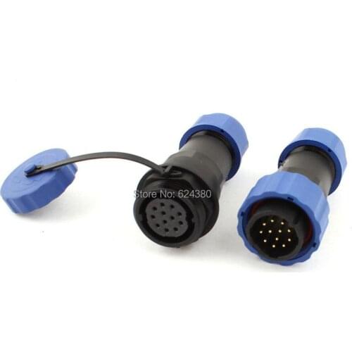 Waterproof Cable Wire Docking Plastic Aviation Connector SD20 20mm 12 Pin IP68 Panel Mount Solder Female Male Plug Socket
