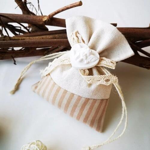 10pcs 10x13cm Angel Stripe Hessian Candy Bags birthday party baby shower gift bag wedding party favor boxes accessories
