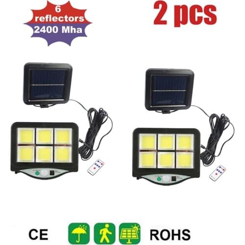 2pcs LED Solar Lamp Garden Motion Sensor Light Solar Panel Power Lights Outdoor Waterproof Separate Street Path Security Wall La