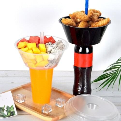 20pcs Net red creative packaging milk tea juice coffee clear plastic cups snack fruits dessert cups party favors cup with bowl