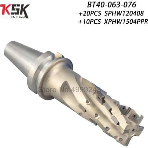 30pcs insert + 63mm BT40 shell milling cutter head BT40-BMC63-076 handle whole can insert the blade numerical control cutter